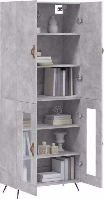 Berkfield Home Highboard in Concrete Grey, W/D/H: 69.5 x 34 x 180 cm – 1