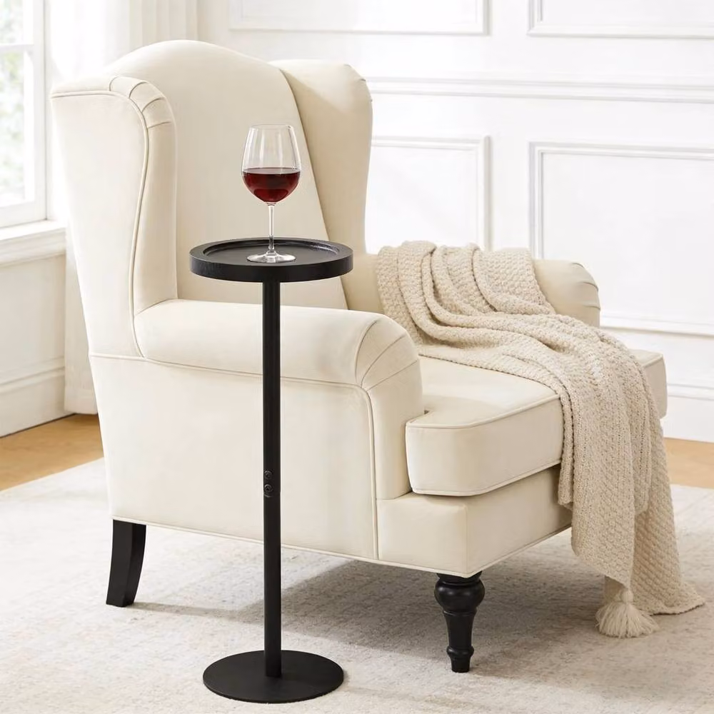 FORGEVIO Simcat Small Round Side Table in Black, W/D/H: 20 x 20 x 60 cm – 3