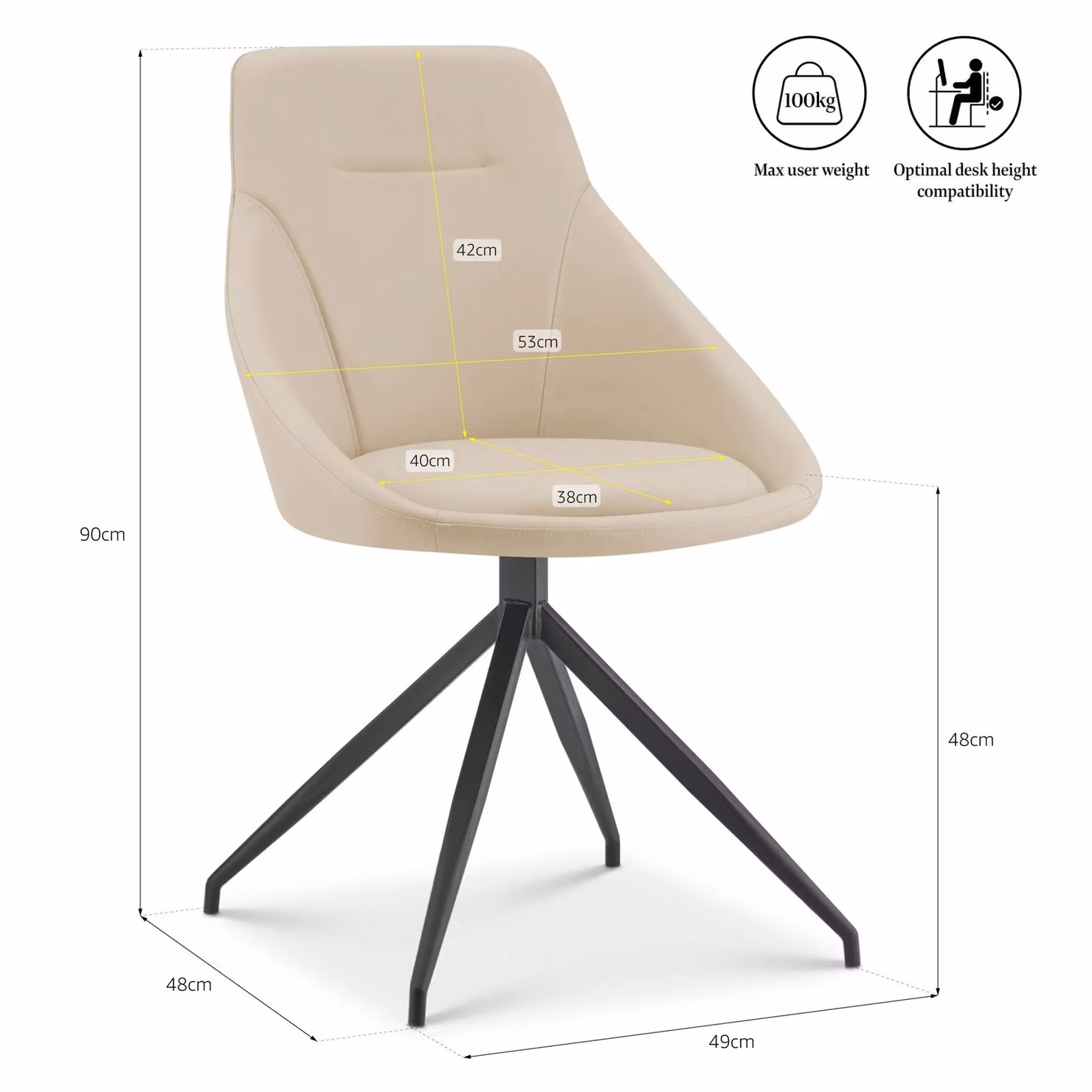 Bravich LTD Lisbon Modern Faux Leather Swivel Task Chair in Beige – 2