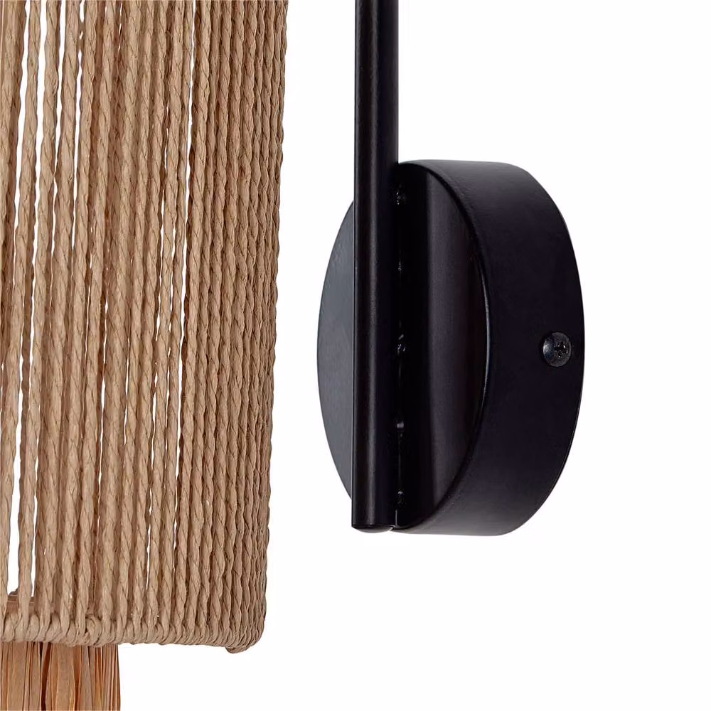 Wyld and Coco Set of 2 Natural Raffia Boho Wall Lamps in Beige – 5