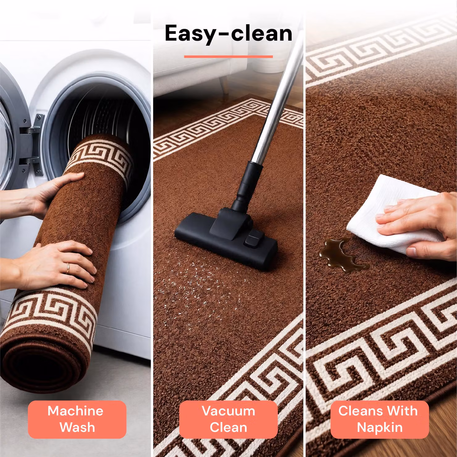 Smart Living Greekey Heavy Duty Non Slip Striped Door Mat in Dark Brown, W/D/H: 60 x 40 cm – 4