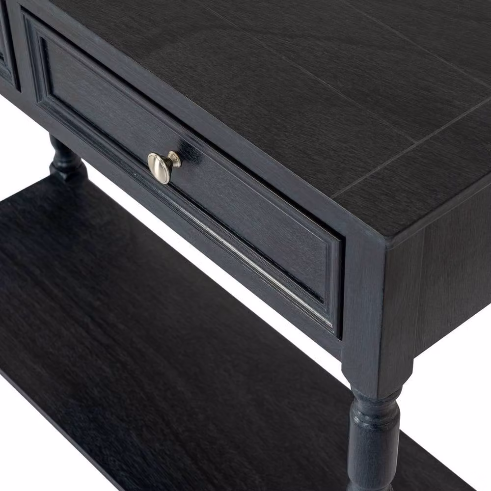 Lemon Pavilion Contour Collection 2 Drawer Console Table, Black, W: 90 cm, H: 80 cm, D: 33 cm – 3
