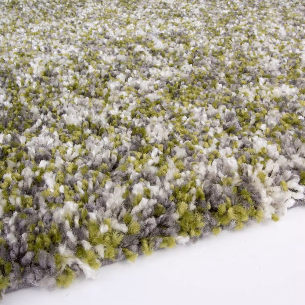 Kukoon Abstract Modern Shaggy Rug in Green and Grey, W/D: 120 x 170 cm – 2
