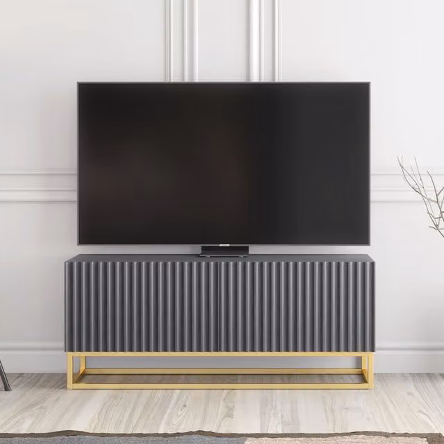 Creative Furniture Ripple TV Unit in Grey and Gold, W/D/H: 100 x 45 x 35 cm