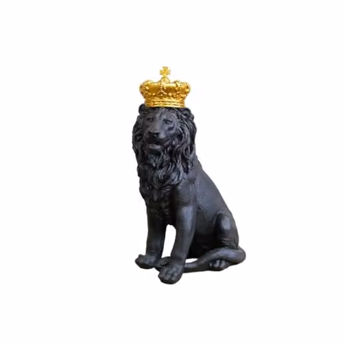 Gifts Direct 2 U Sitting Lion Crown Ornament in Black and Gold