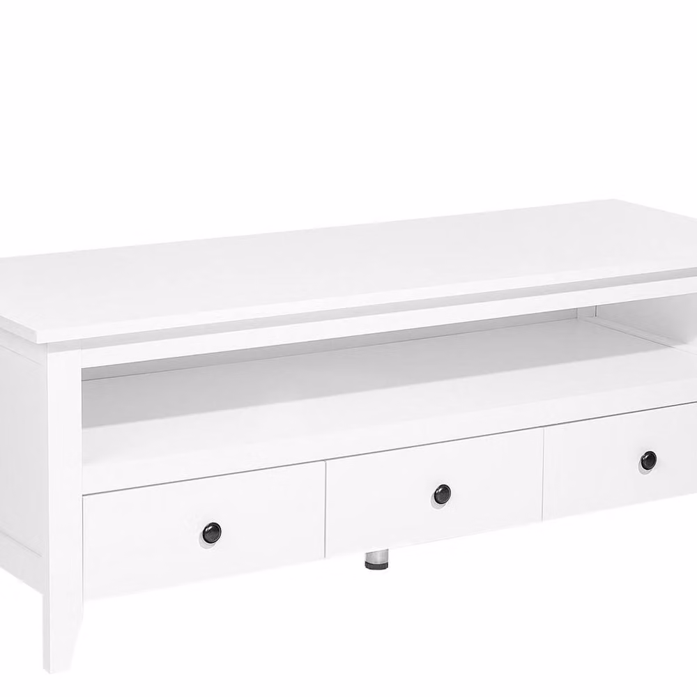 Wyld and Coco White Rustic 3-Drawer TV Stand with Cable Management – 2
