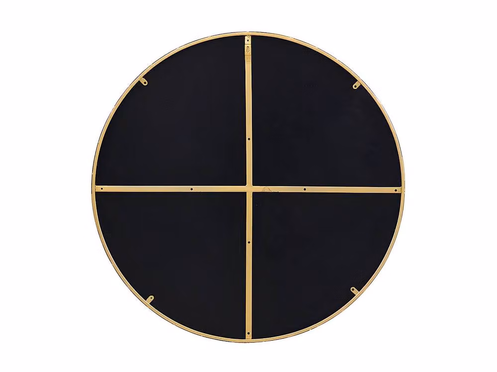 JAFFREL Round Metal Wall Mirror in Gold, Diameter: 80 cm – 4