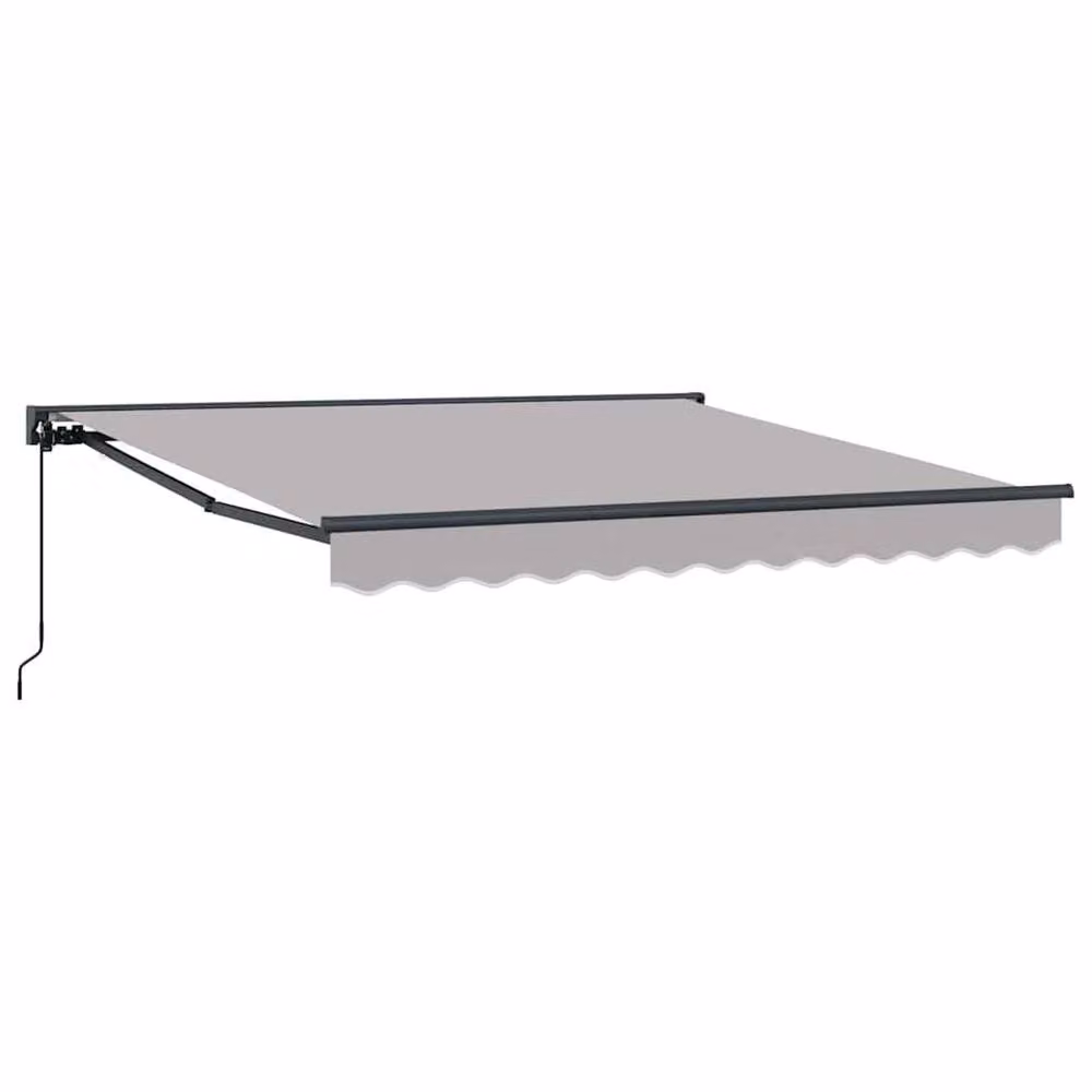 Berkfield Home Manual Retractable Folding Arm Awning in Light Grey Polyester, W: 300 cm, D: 250 cm – 2