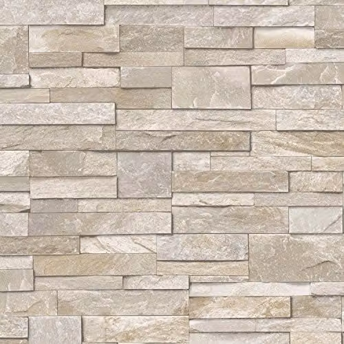 Grandeco 3D Slate Stone Brick Effect Washable Vinyl Wallpaper in Sand and Beige