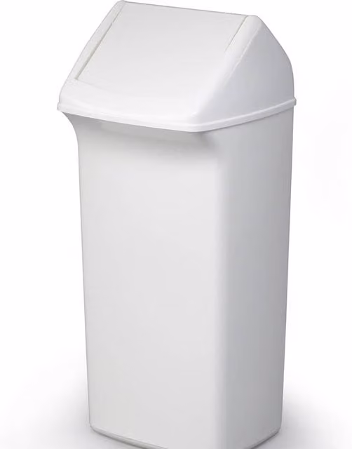 Durable DURABIN Square 40 Litre Plastic Waste Bin with Flip Lid - White