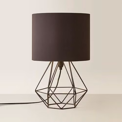 ValueLights Angus Geometric Black Metal Table Lamp with Fabric Shade – 1