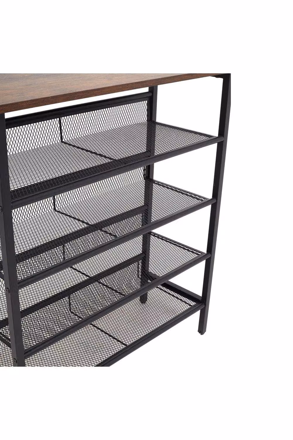 H&O Direct 5-Tier Freestanding Metal and Wood Mesh Shoe Rack in Black – 2