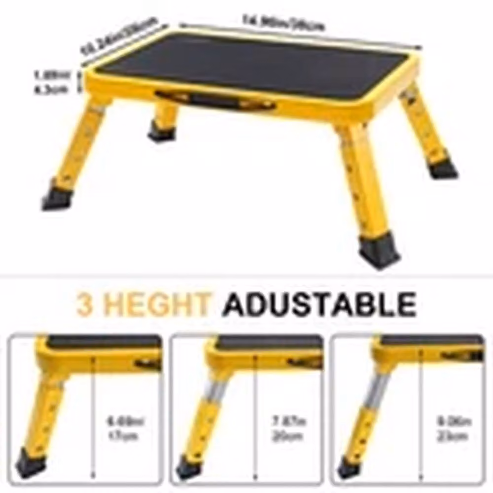 EONLION Heavy Duty Non-Slip RV Step Stool with Handle in Yellow – 2