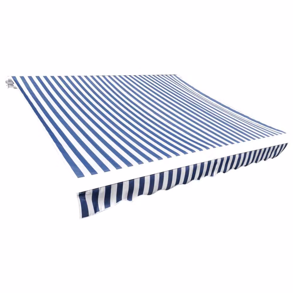Berkfield Home Durable Polyester Awning Sunshade Canvas in Blue and White, W: 450 cm, D: 300 cm – 1