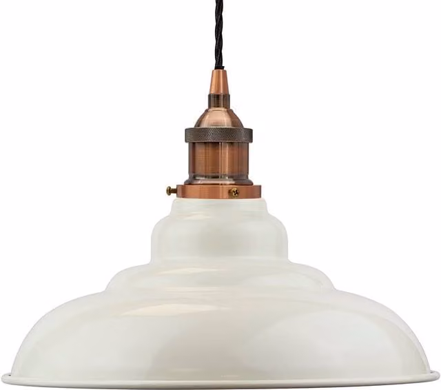 SE Home St Edmund's Clay White Pendant Light with Antique Copper and Black Twisted Detail