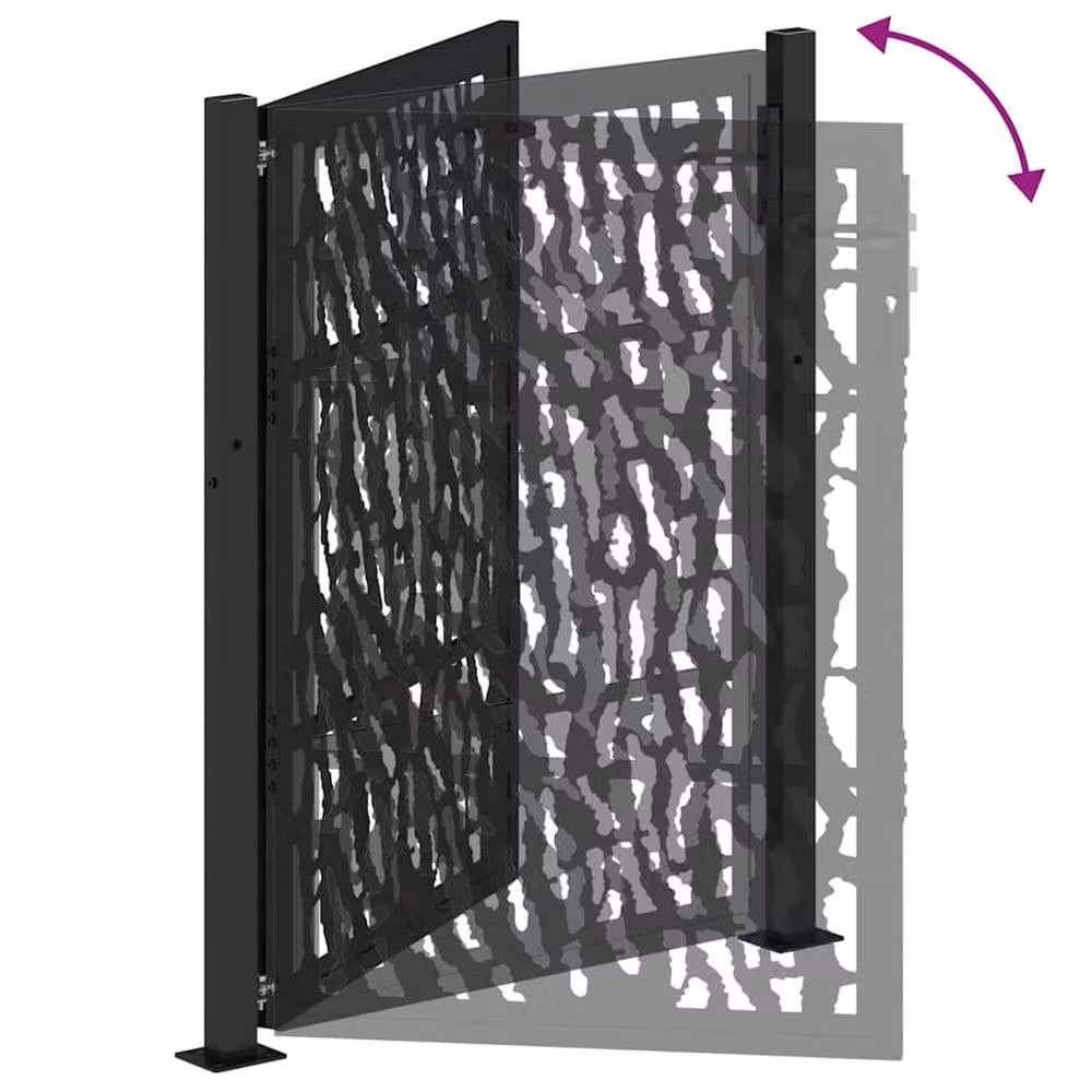 Berkfield Home Beautiful Garden Gate in Black Steel with Trace Design, W: 105 cm, H: 130 cm – 5