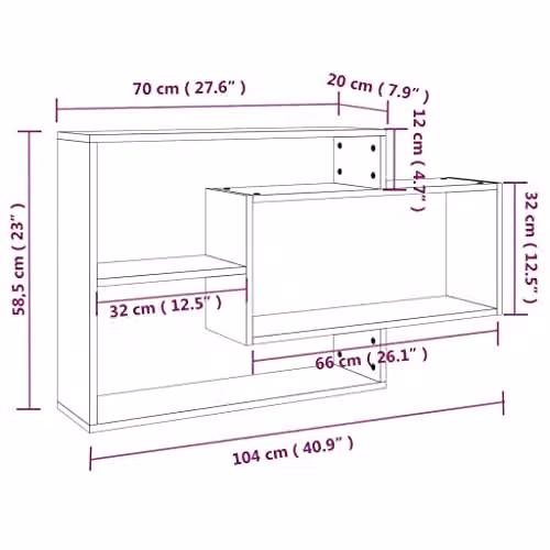 vidaXL Wall Shelf in Smoked Oak, W/D/H: 104 x 20 x 58.5 cm – 3