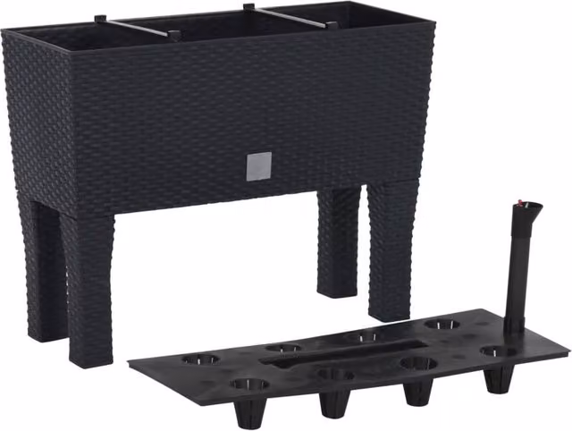 Berkfield Home Raised Garden Bed in Anthracite and Black Plastic WPC, W: 60 cm, D: 25 cm, H: 46 cm – 1