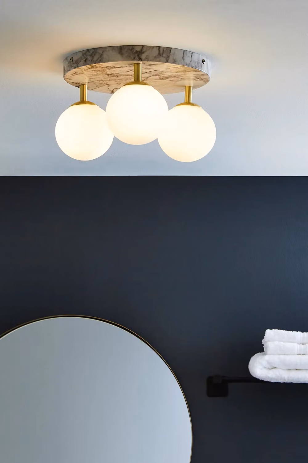 BHS Lighting Leona Marble Flush Bathroom Ceiling Light in Gold and White – 2