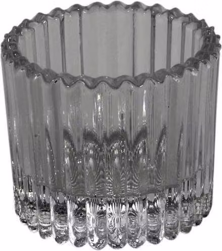 KDMD Grey Harrison Ribbed Glass Tealight Holder, 10 Pack, Diameter: 4.5 cm