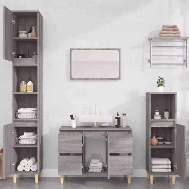 Berkfield Home Grey Sonoma Sink Cabinet W/D/H: 80 x 33 x 60 cm