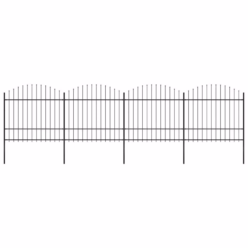 Berkfield Black Steel Palisade Garden Fence with Spear Top, W/H: 6.8 x 1.75 m