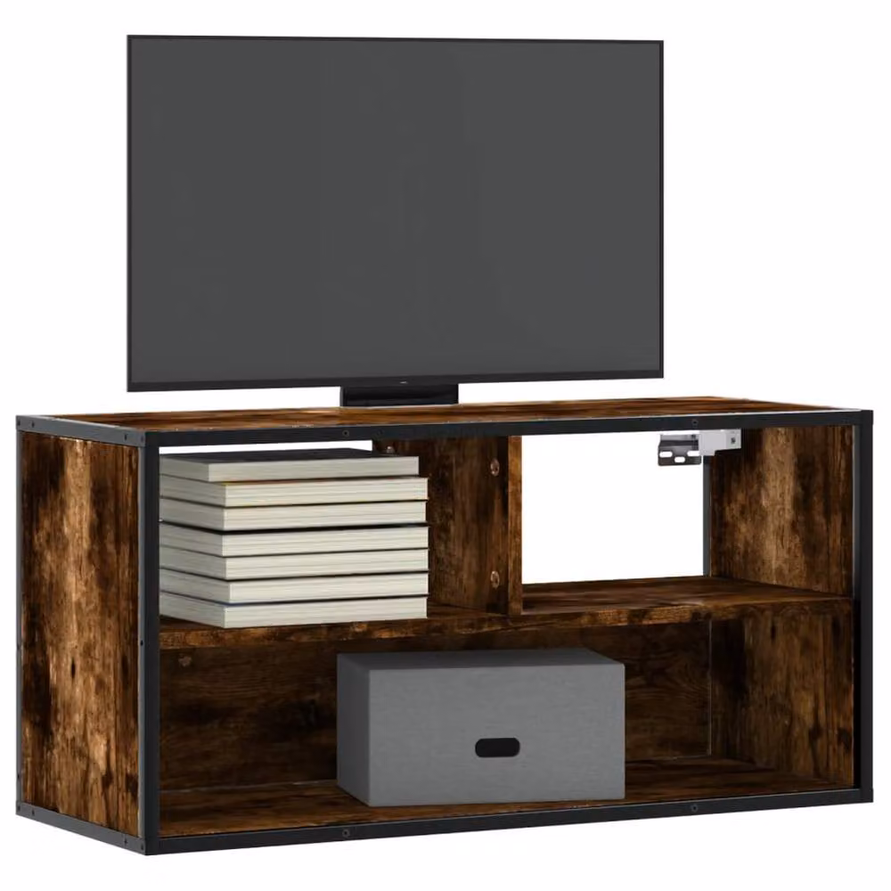 Berkfield Home TV Cabinet in Smoked Oak and Brown, W/D/H: 80 x 31 x 39.5 cm – 2