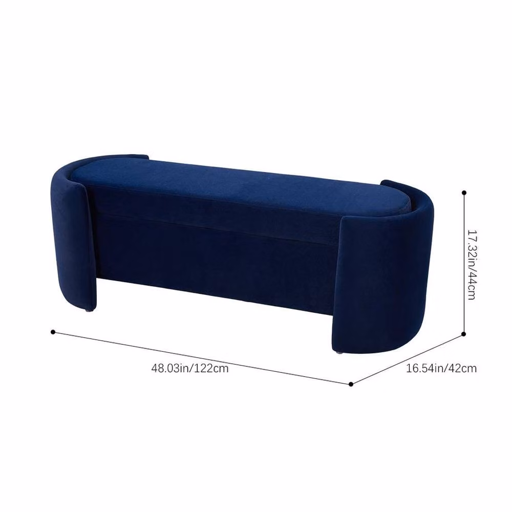 Kelvenix Velvet Ottoman Storage Box in Blue – 2