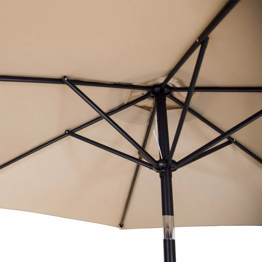 Charles Bentley Metal Garden Patio Umbrella Parasol with Crank and Tilt in Beige – 2