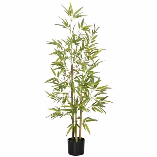 HOMCOM Artificial Bamboo Tree in Green Pot, Height: 120 cm