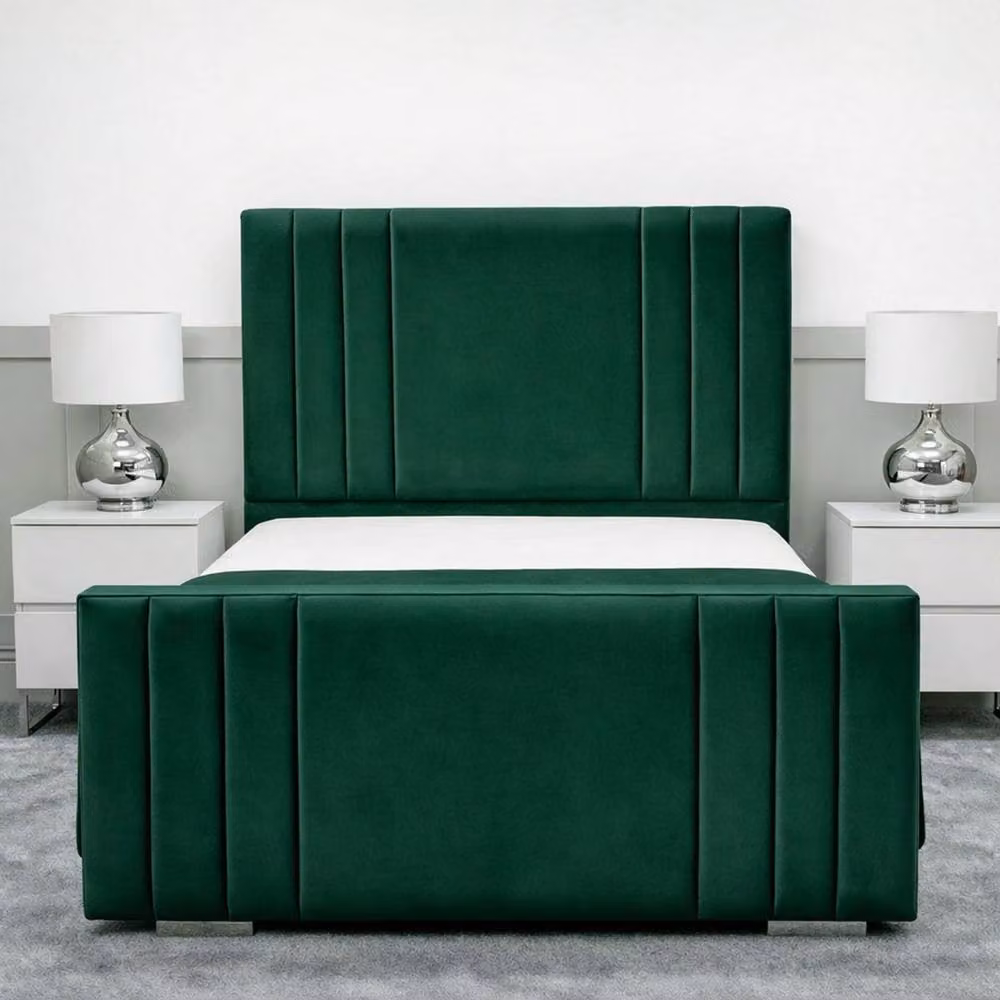 Living Comfort Bedz Canberra Single Upholstered Velvet Gas Lift Storage Bed in Green – 2