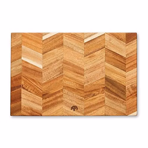 Barbary & Oak BO847022 Chevron Rectangle Acacia Wood Chopping Board, Brown