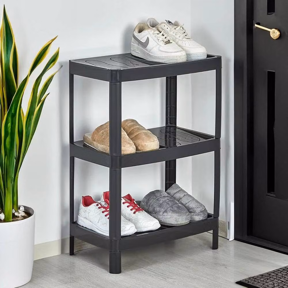 FORGEVIO 3 Tier Narrow Freestanding Shoe Rack in Black – 3