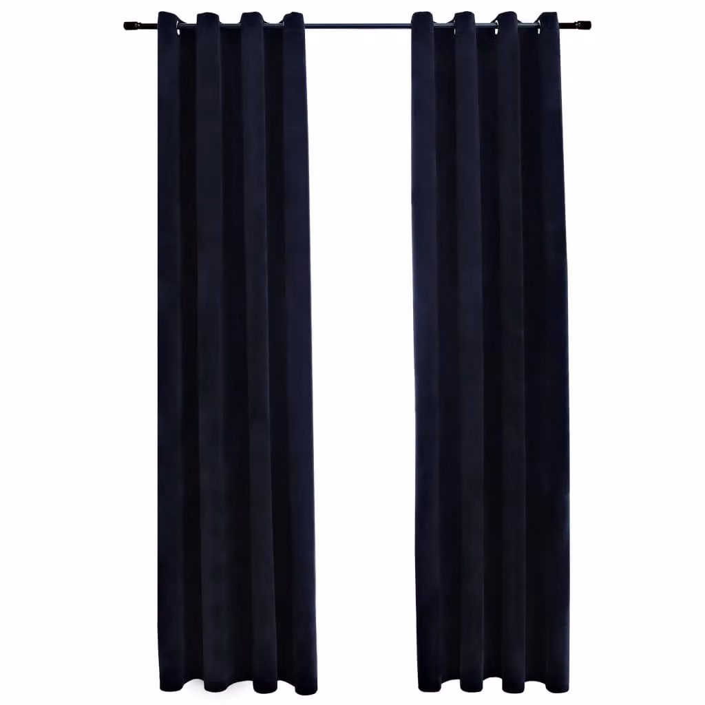 Berkfield Home Blackout Velvet Curtains with Eyelets, 2 Pack, Black, W: 140 cm, H: 175 cm – 2