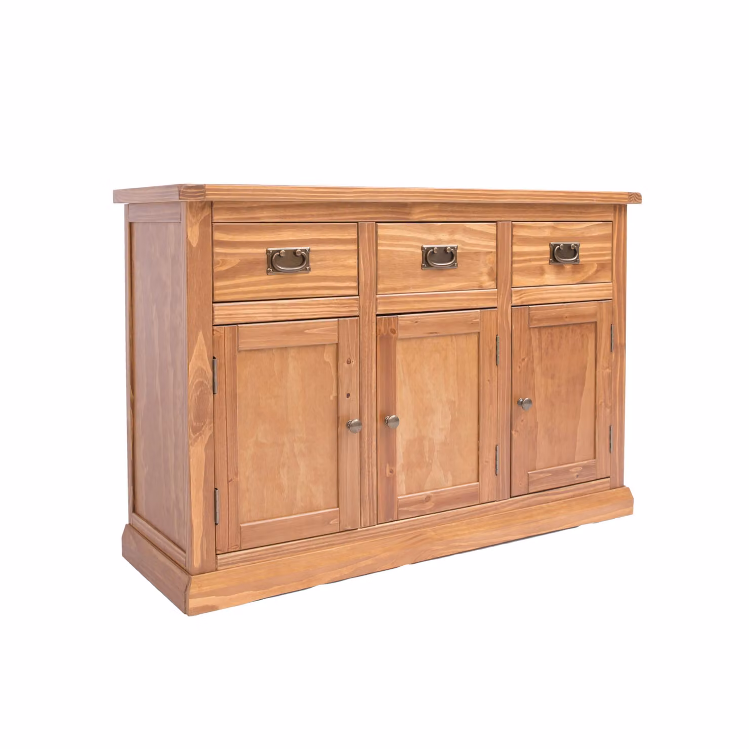 Cabinet Bits Tirolo Lacquered 3 Door 3 Drawer Sideboard in Brown with Brass Drop Handles – 2