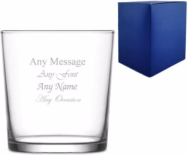 Uniqueful Personalised Engraved Bodega Tumbler Glass, Clear, 345ml