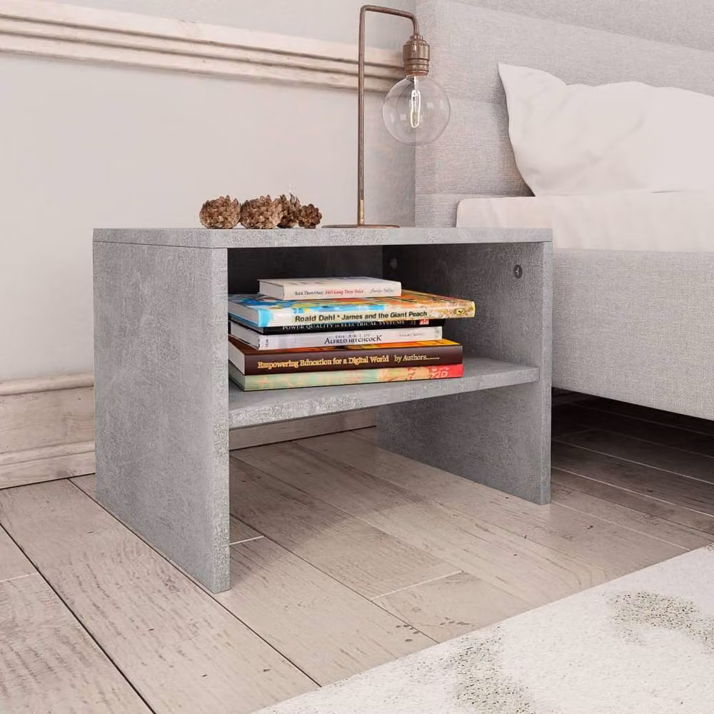 Berkfield Home Set of 2 Bedside Cabinets in Concrete Grey, W/D/H: 40 x 30 x 30 cm – 2
