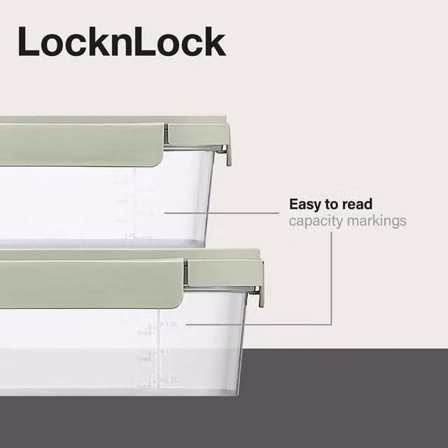 LocknLock NestnLock Airtight Container Set, 3 Pieces, Sage Green