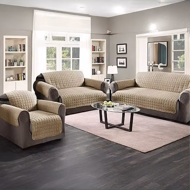 Velosso Water-Repellent and Stain-Resistant Microfibre Sofa Protector in Beige/Yellow