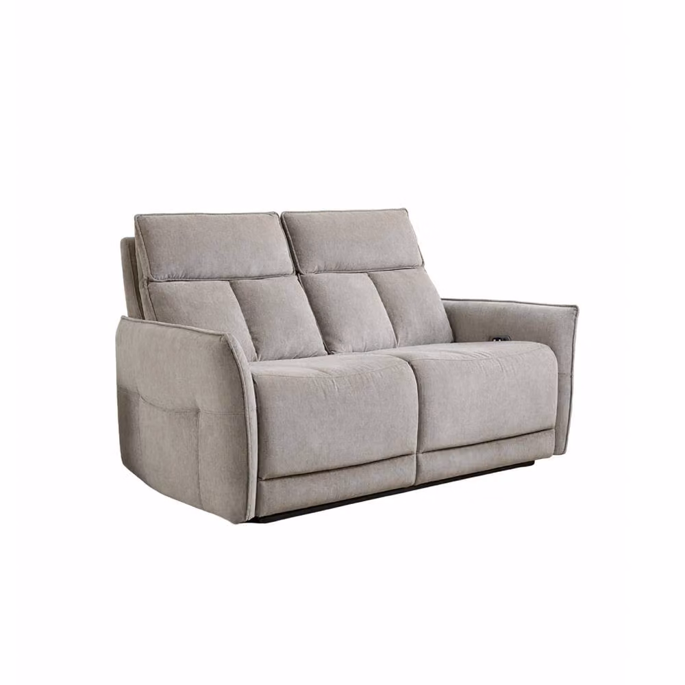 Aspire Grayson Two Seater Fabric Upholstered Power Recliner Sofa with USB Charging in Beige – 2