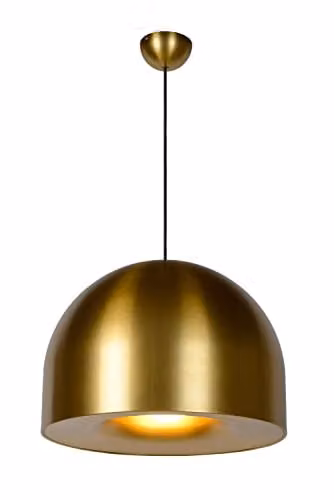 Lucide Akron Pendant Light, Diameter: 50 cm, E27, Gold/Brass and Black/Yellow