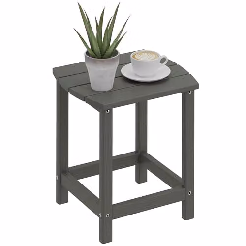 Outsunny Grey Plastic Outdoor Side Table for Garden and Terrace
