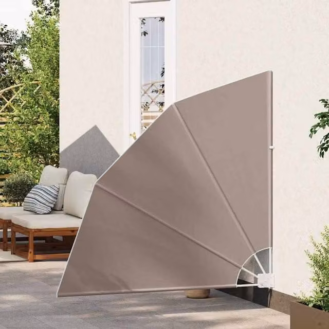Berkfield Home Modern Folding Manual Balcony Privacy Screen in Beige, W/H: 140 x 140 cm