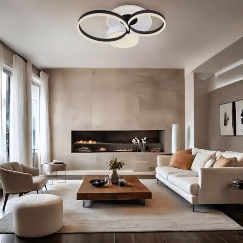 Globo Lighting Netlighting Smart LED Ceiling Light with Remote Control and App Control, Black or White, W/D/H: 69 x 59 x 16 cm – 3