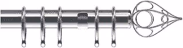NewEdgeBlinds Divine End Chrome Metal Curtain Pole Set, Silver, Width: 120 cm