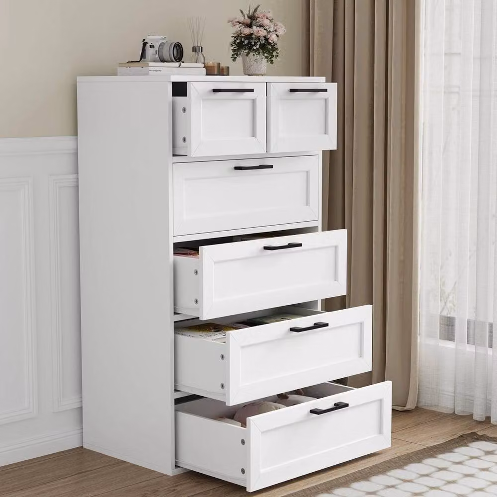 PAWNORA Modern 6 Drawer Chest of Drawers in White – 2