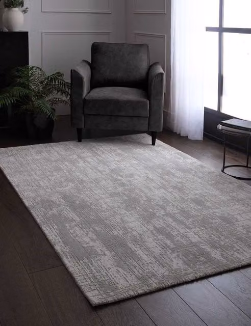 Asiatic Kuza Abstract Woven Rectangular Rug in Grey