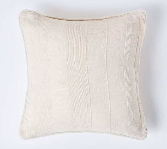 Homescapes Rajput Ribbed Cotton Cushion Cover in Beige, W/D/H: 60 x 60 x 1 cm
