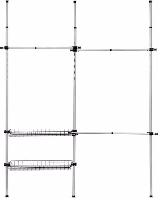 Tectake Telescopic Wardrobe System in Grey and Silver Metal