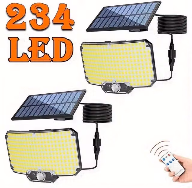 NESTLUNE 234LED 2-Piece Solar LED Wall Lamp with PIR Motion Sensor in Black – 1
